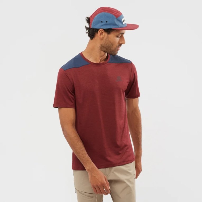 Camiseta Salomon Outline Corta Sleeve Hombre Rojos Oscuro Azul Marino | MX VTGF379